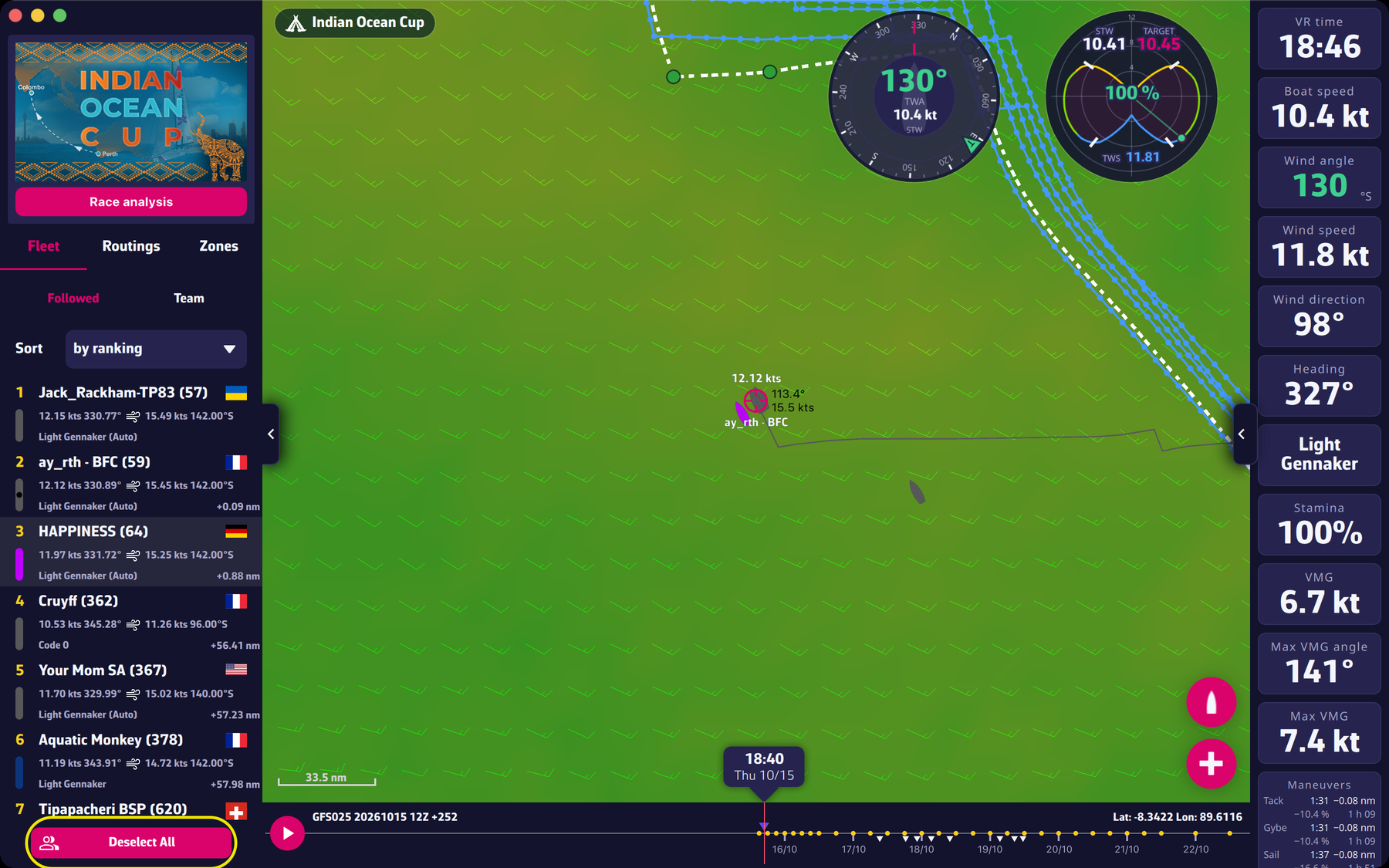 Fleet tab with the followed players, and the Display setting