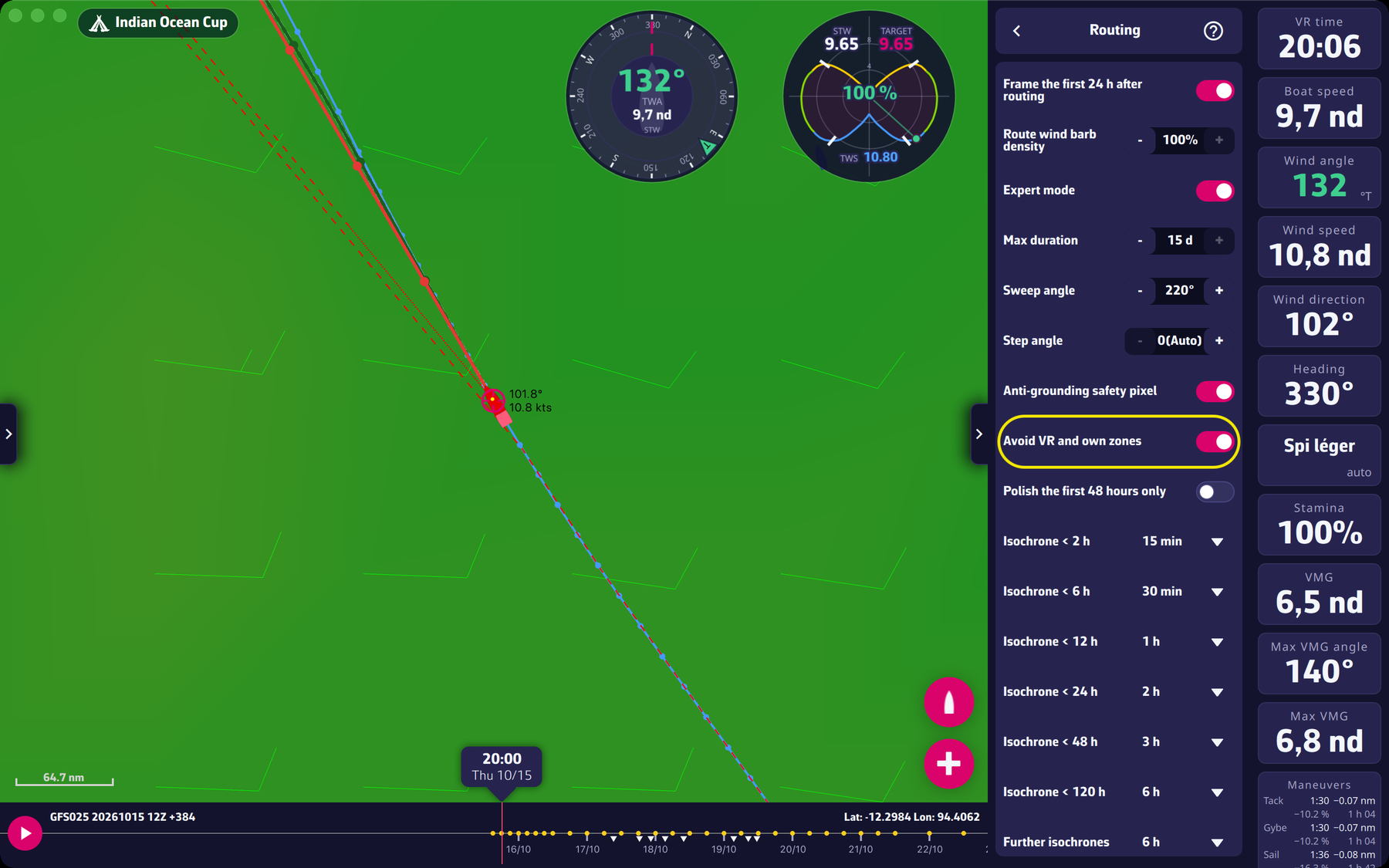The “Avoid VR and own zones” setting