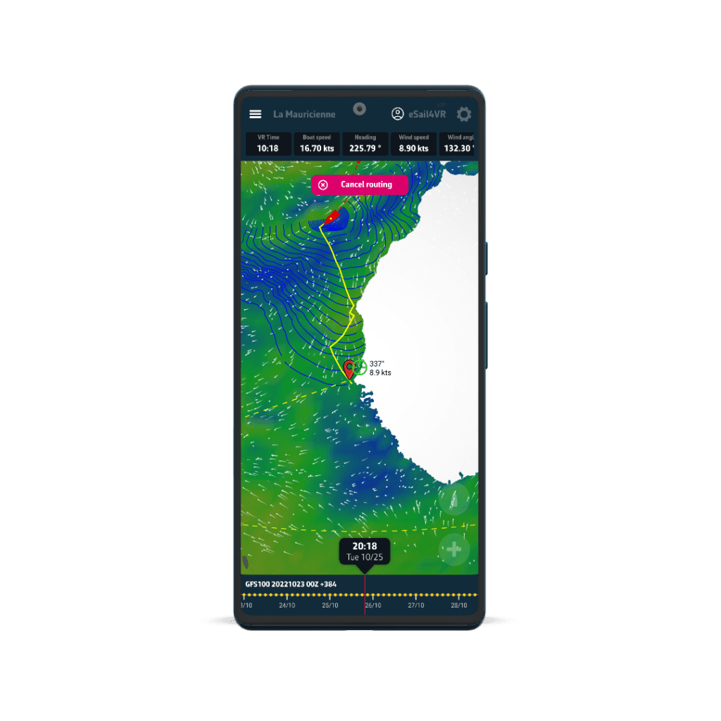eSail4VR, routing app for Virtual Regatta