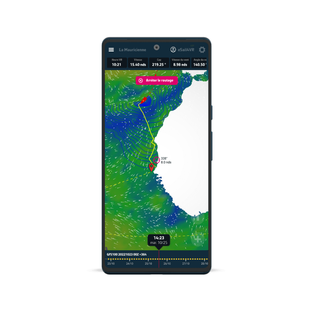 eSail4VR, application de routage pour Virtual Regatta